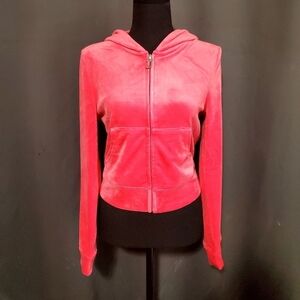 Juicy Couture Hot Pink Velour Velvet Hoodie NWT Size Large